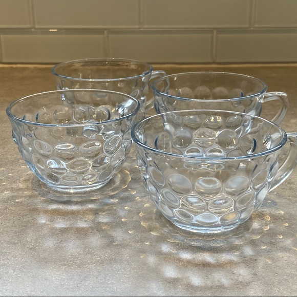 Anchor Hocking Blue Bubble Depression Glass Cup 4 - Picture 5 of 10